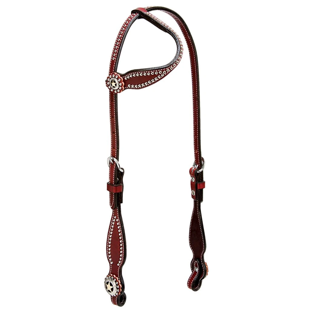 Weaver Leather Texas Star Flat Sliding Ear Headstall, Chestnut, 10-0047-CH 3 Weaver Leather Texas Star Flat Sliding Ear Headstall, Chestnut, 10-0047-CH