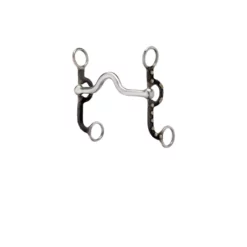 Weaver Leather Professional Antiqued Argentine Horse Bit, 5 in. Sweet Iron Polished Medium Port Mouth with Copper Inlay, 25-1820