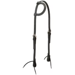 Weaver Leather Black Leather Flat Sliding Ear Headstall, 10-0012