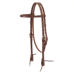 Weaver Leather Deluxe Latigo Leather Browband Headstall, Brown, 10-0266