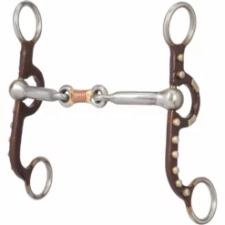 Weaver Leather Professional Argentine Bit with 5 in. Sweet Iron Copper Wire Wrapped Dogbone Mouth, German Silver Trim, 25-1860