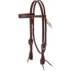 Weaver Leather Working Tack Slim Cowboy Browband Headstall with Buffed Brown Iron Hardware, 10-0598