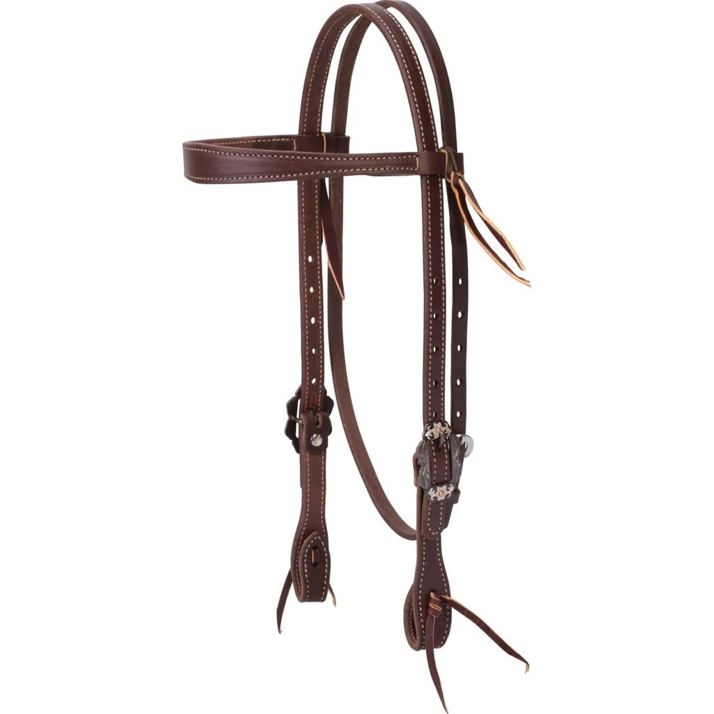 Weaver Leather Working Tack Slim Cowboy Browband Headstall with Buffed Brown Iron Hardware, 10-0598 3 Weaver Leather Working Tack Slim Cowboy Browband Headstall with Buffed Brown Iron Hardware, 10-0598
