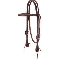 Weaver Leather Working Tack Straight Browband Headstall with Buffed Brown Iron Hardware, 10-0599