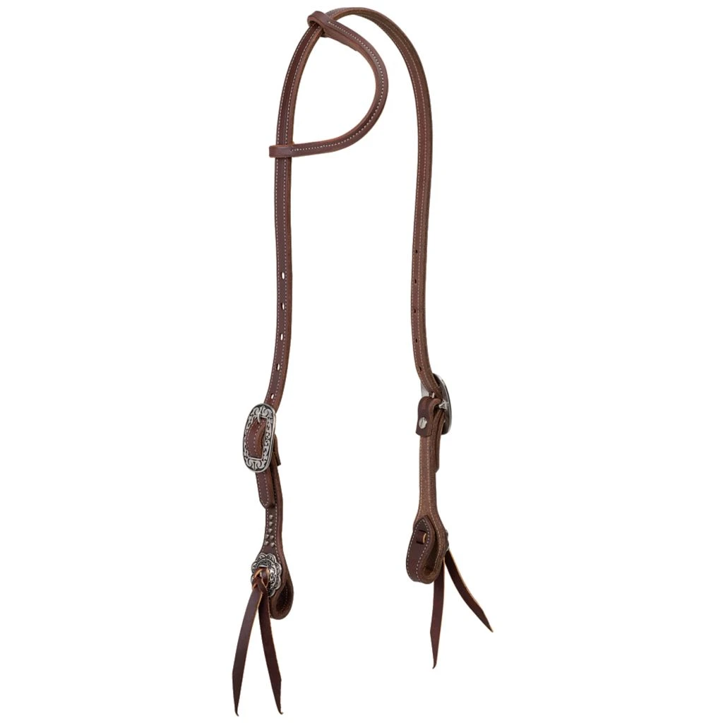 Weaver Leather Working Tack Sliding Ear Headstall with Floral Hardware, 10-0642 3 Weaver Leather Working Tack Sliding Ear Headstall with Floral Hardware, 10-0642