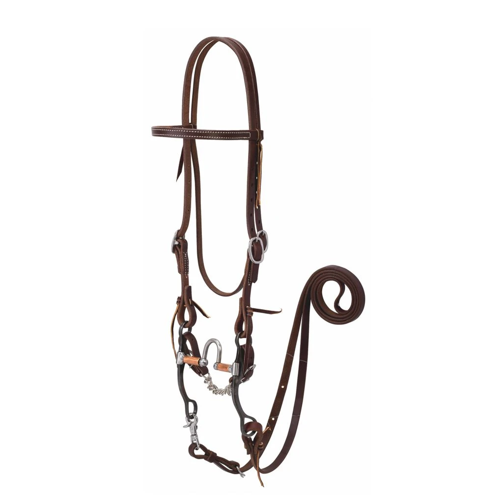 Weaver Leather Leather Working Tack Horse Bridle with Correction Mouth Bit, 20-0363 3 Weaver Leather Leather Working Tack Horse Bridle with Correction Mouth Bit, 20-0363