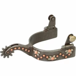 Weaver Leather Men's Spur with German Silver Floral Trim and Copper Dots, 25-7824