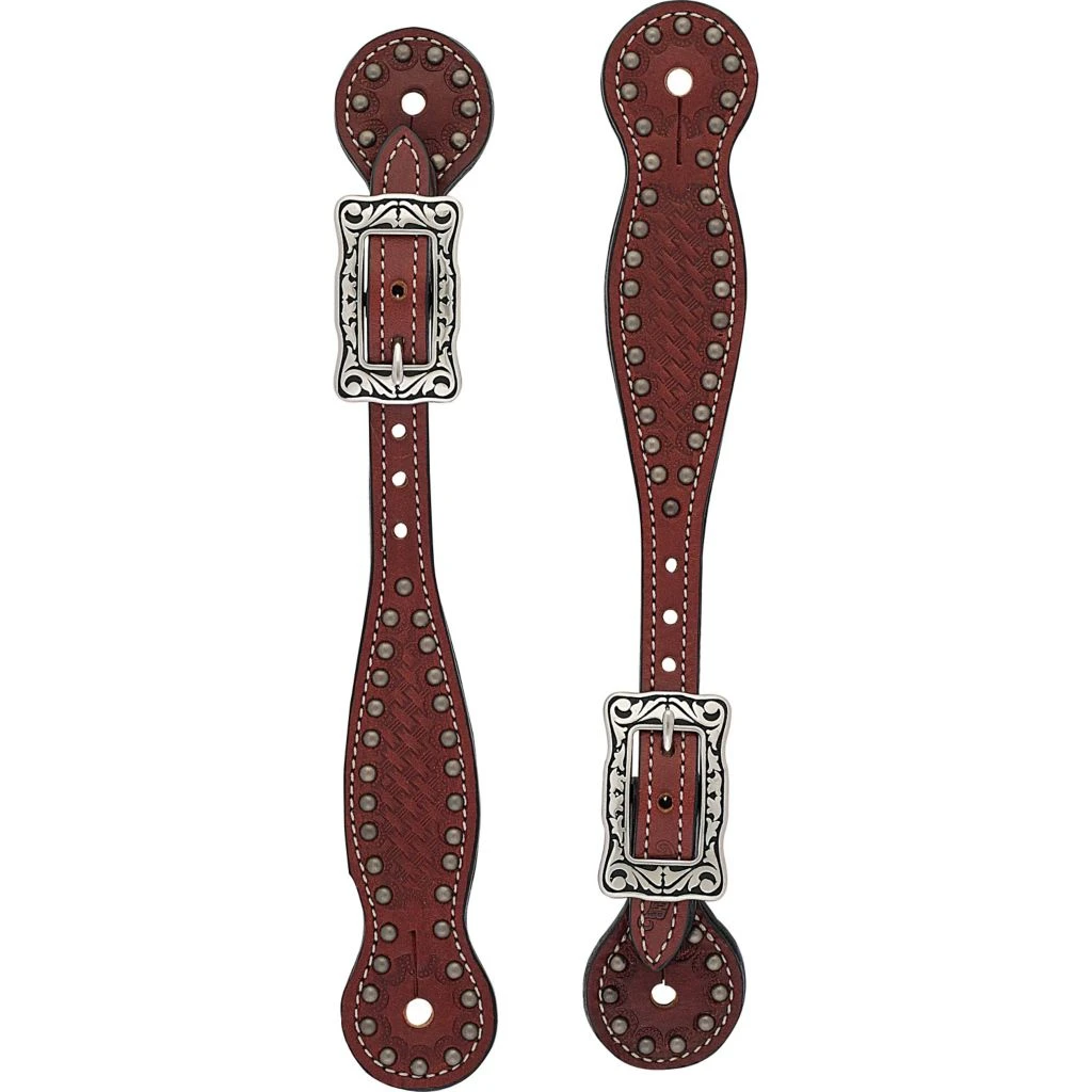Weaver Leather Basketweave Bridle Leather Spur Straps, Thin, 30-0296-CH 4 Weaver Leather Basketweave Bridle Leather Spur Straps, Thin, 30-0296-CH - Image 2