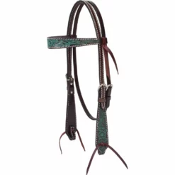Weaver Leather 5/8 in. Turquoise Cross Floral-Carved Browband Headstall, 45-0142