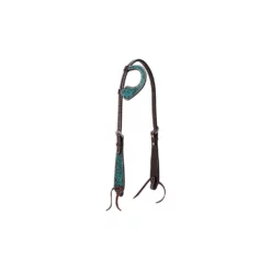 Weaver Leather Sliding Ear Headstall with Cross Carved Turquoise Flower, 5/8 in., 45-0143