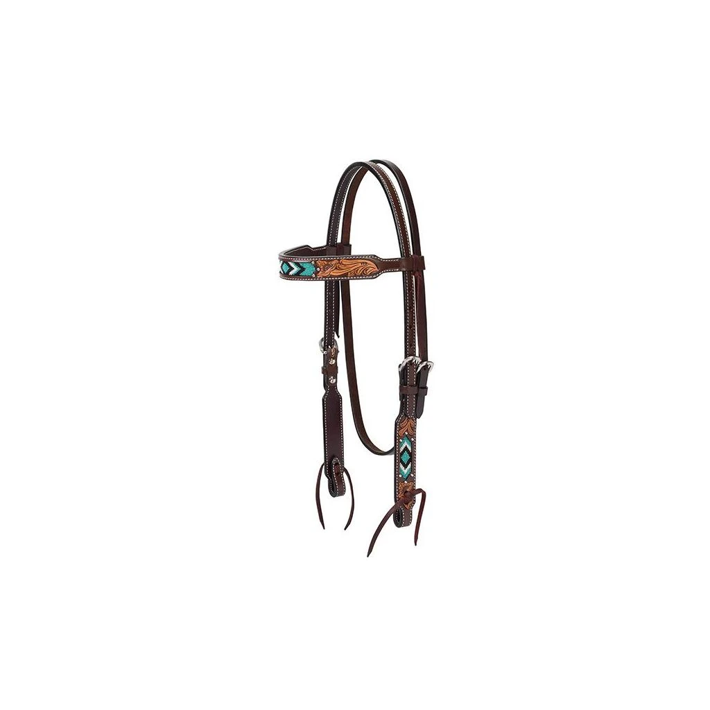 Weaver Leather Browband Headstall with Cross Turquoise Beading, 5/8 in., 45-0144 3 Weaver Leather Browband Headstall with Cross Turquoise Beading, 5/8 in., 45-0144