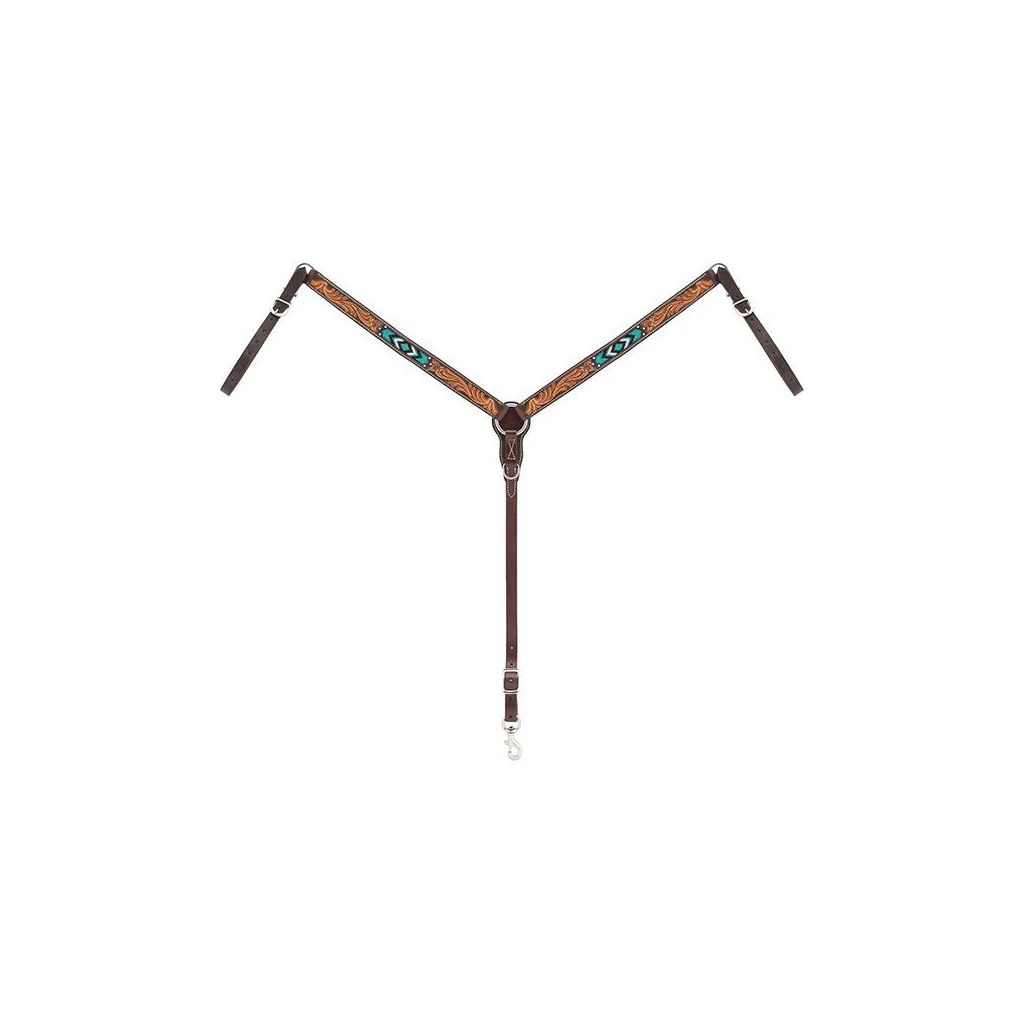 Weaver Leather Turquoise Cross Turquoise Beaded 1-1/4 in. Straight Breast Collar, 45-0327 3 Weaver Leather Turquoise Cross Turquoise Beaded 1-1/4 in. Straight Breast Collar, 45-0327