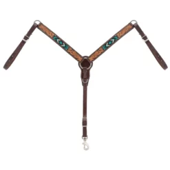 Weaver Leather Turquoise Cross Turquoise Beaded 1-1/4 in. Pony Breast Collar, 45-0328