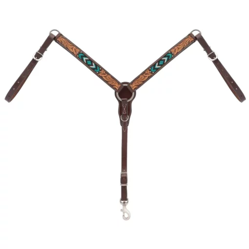 Weaver Leather Turquoise Cross Turquoise Beaded 1-1/4 in. Pony Breast Collar, 45-0328 -WEAVER LEATHER Sales 1259345