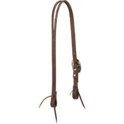 Weaver Leather Working Tack Slim Slit Ear Headstall, Rope Edge Hardware, Golden Chestnut, 10-0589