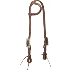 Weaver Leather Working Tack Sliding Ear Headstall, Scalloped Hardware, Golden Chestnut, 10-0594